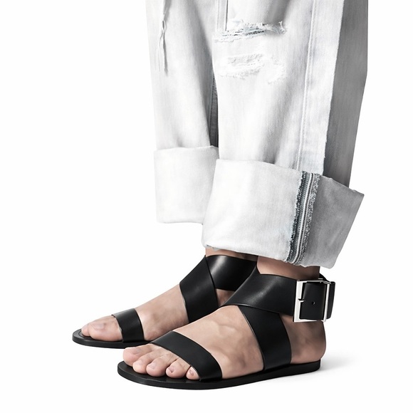 ZARA Black Criss-Cross Flat Gladiator Sandals | Maxi Buckle | EU 41 US 10 - Picture 10 of 10